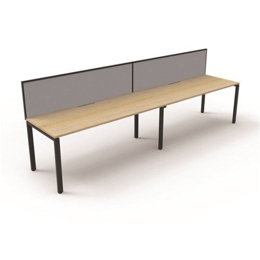 Office Furniture | RapidLine Rapidline Deluxe Infinity Desk Profile Leg One Sided + Screen 2 Person 3000Mmw Oak/Black