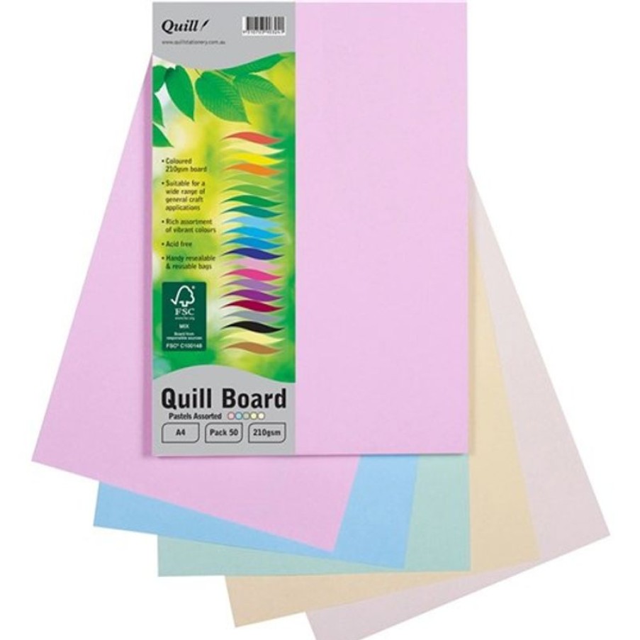 School Supplies/Art & Craft | Quill Quill Board A4 210Gsm Pastel Assorted Pack Of 50