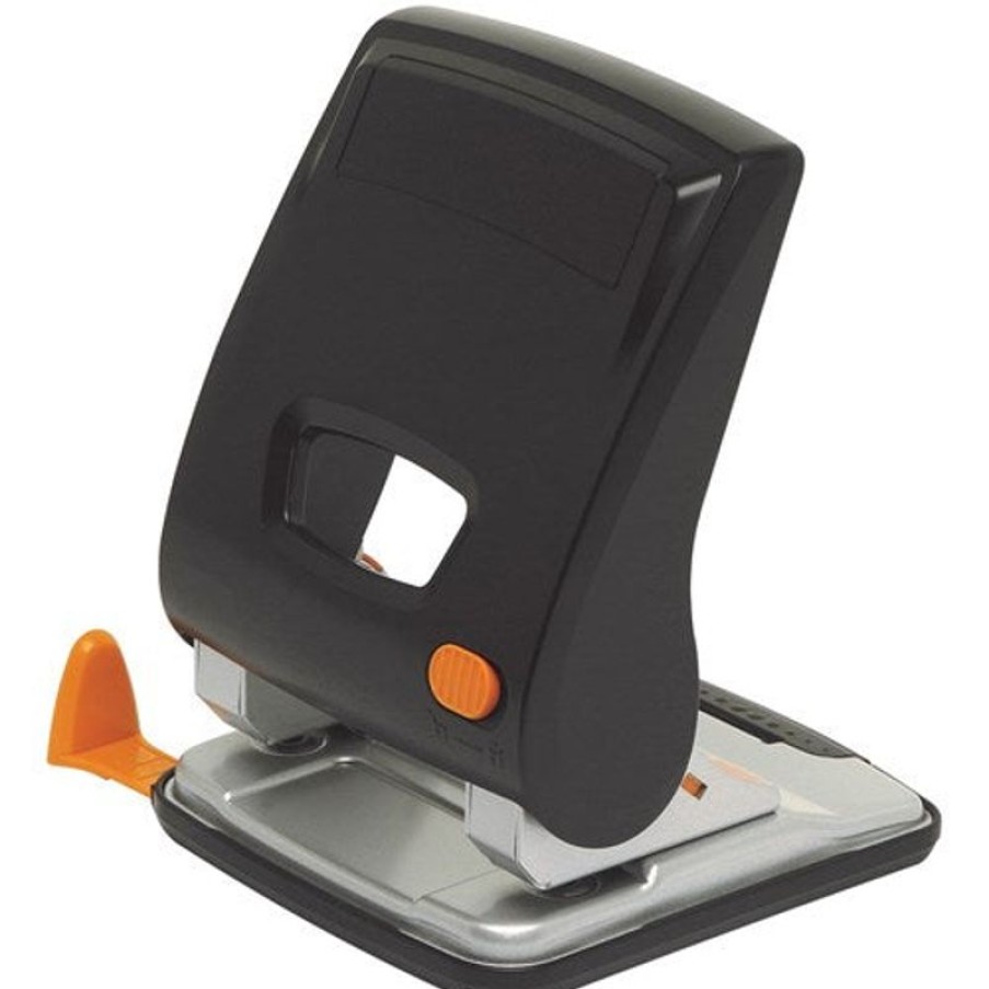 Hole Punches | Marbig Marbig 2 Hole Punch Low Force 30 Sheet Capacity Black & Orange