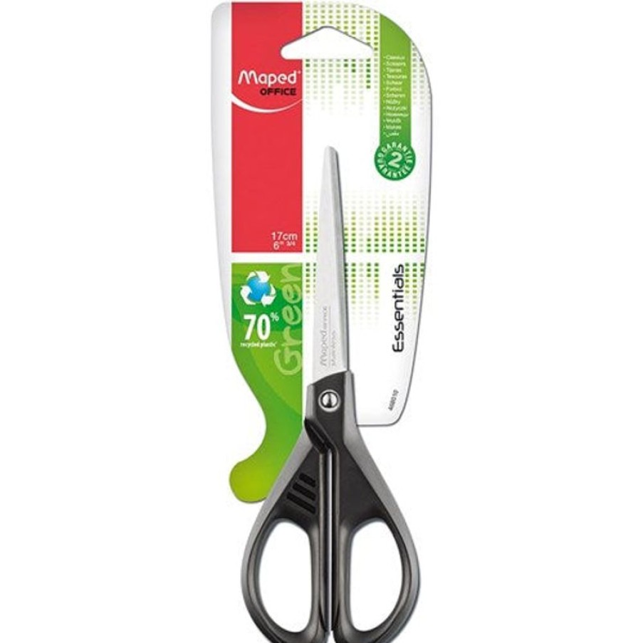 Scissors & Cutters | Maped Maped Essentials Scissors 170Mm 60% Recycled Black Handle