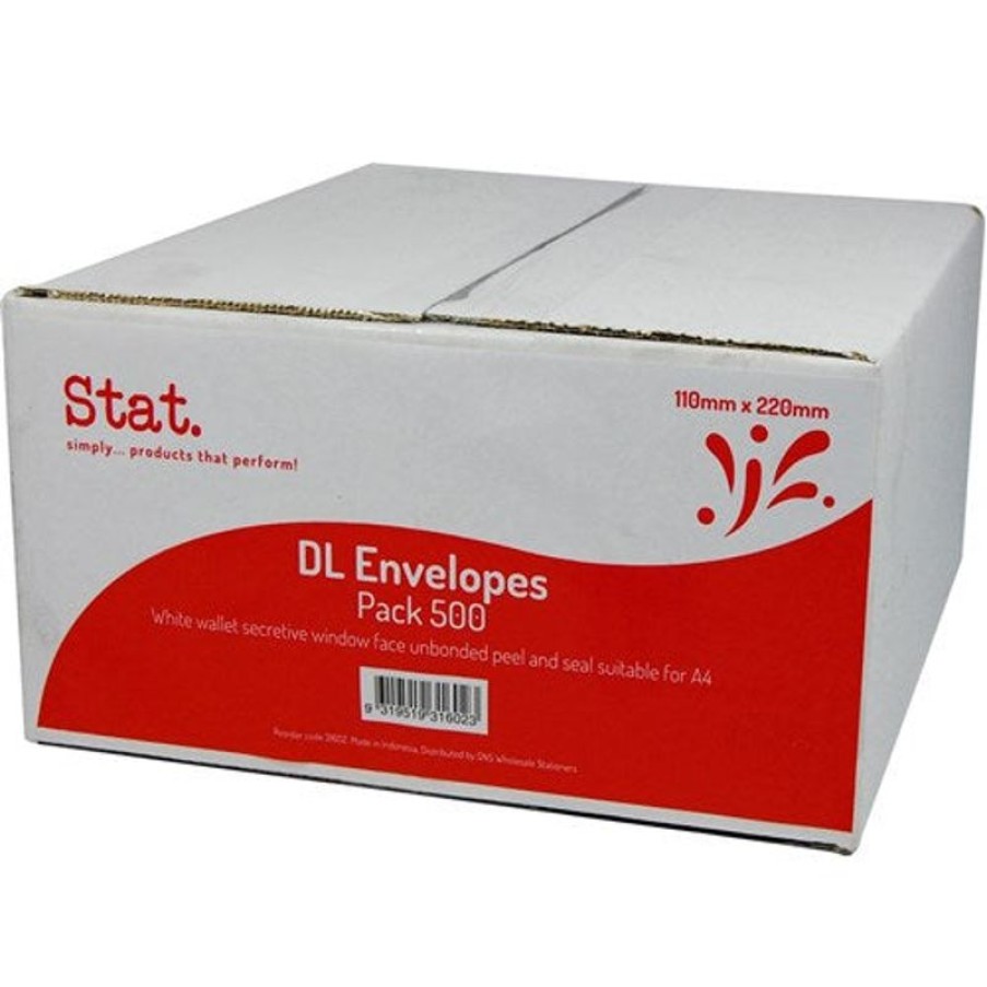 Envelopes & Post Accessories | Stat Stat Peel And Seal Envelope Dl Window Face Secretive White Pack Of 500