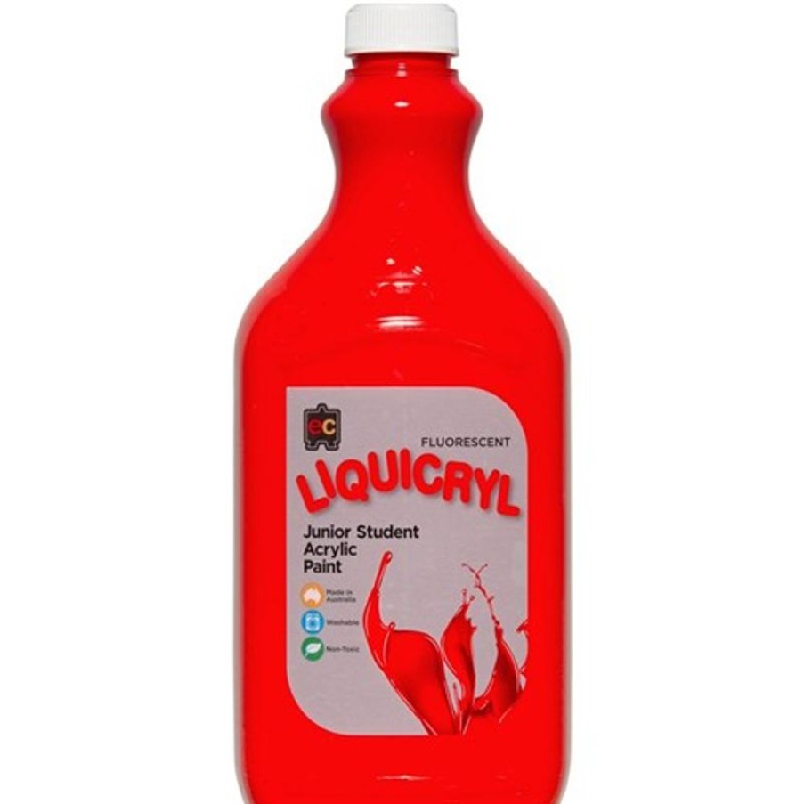 School Supplies/Art & Craft | EC Ec Liquicryl Paint 2 Litres Fluorescent Scarlett