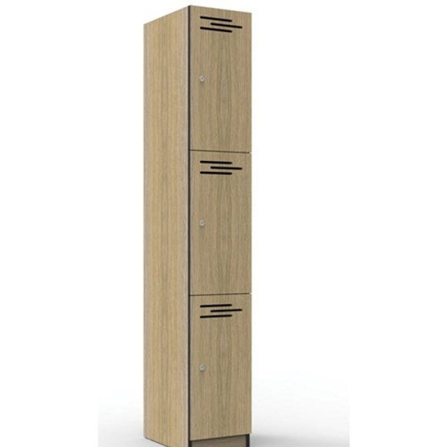 Storage | RapidLine Rapidline Infinity Melamine 3 Door Locker 305Wx455Dx1850Mmh Oak With Black Edging