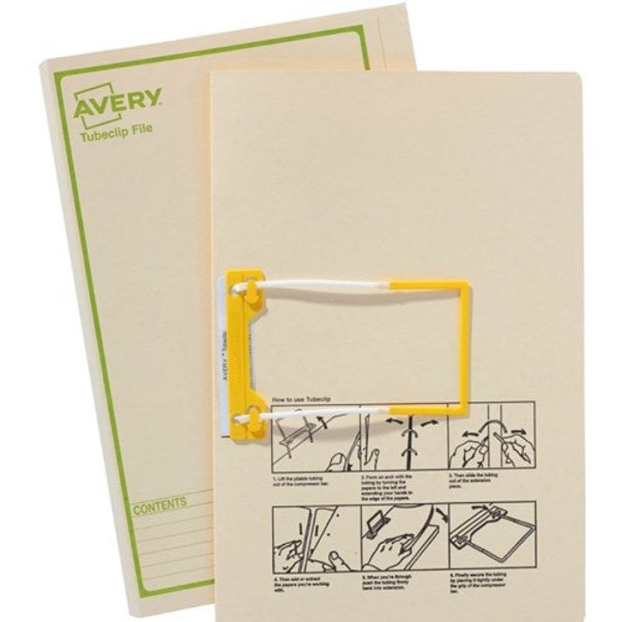 Telephones & Accessories | Avery Avery Tubeclip File Foolscap Buff With Green Print Box20