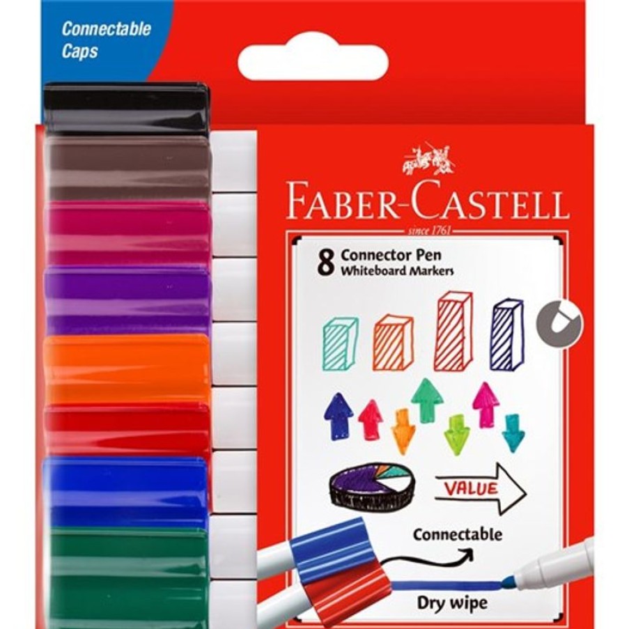 Markers & Highlighters | Faber-Castell Faber-Castell Connector Whiteboard Marker Assorted Pack Of 8