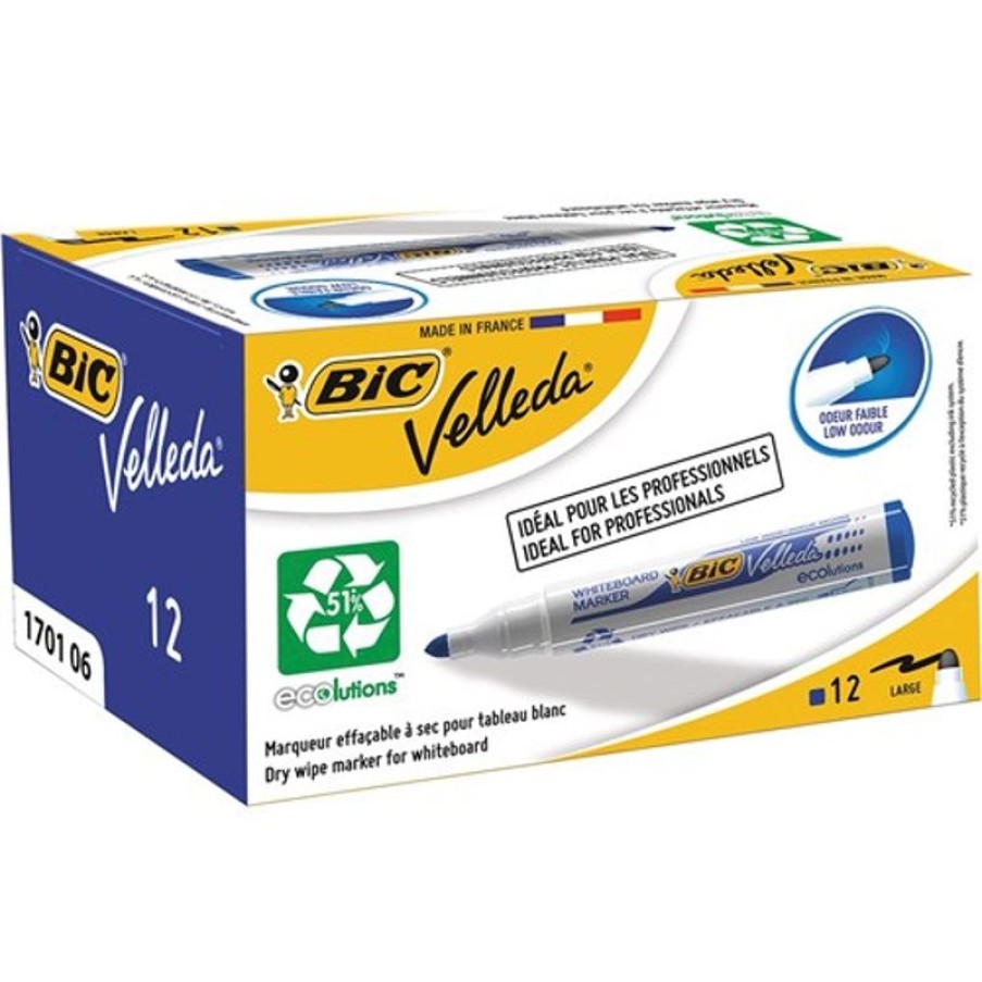 Telephones & Accessories | Bic Bic Velleda 1701 Whiteboard Markers Eco Bullet 1.5Mm Blue Pack Of 12