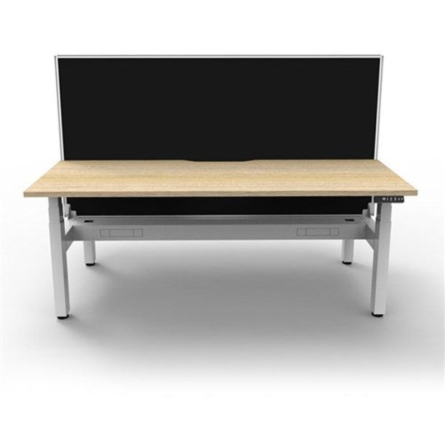 Office Furniture | RapidLine Rapidline Boost+ Back To Back Workstation+Screen+Cable Tray 2 Person 1200Mmw Oak/White