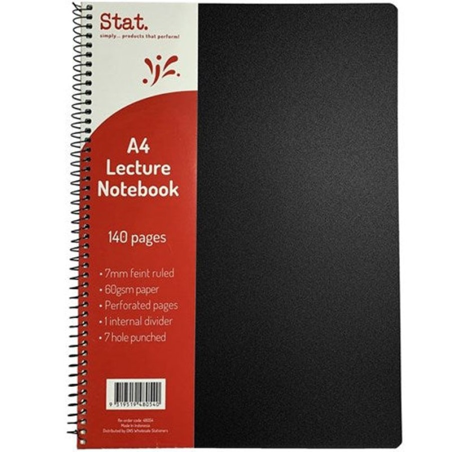 Paper, Post & Books/Books | Stat Stat Lecture Notebook A4 7Mm Ruled 60Gsm 140 Page Poly Cover Black