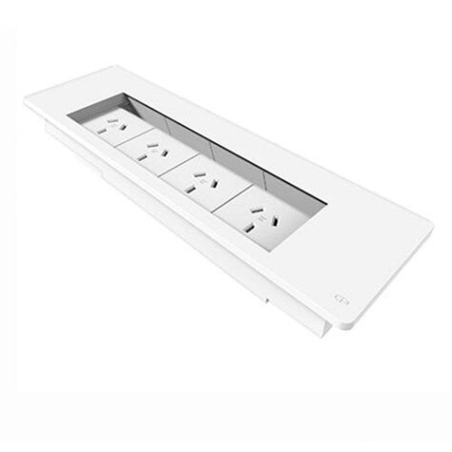 Telephones & Accessories | RapidLine Rapidline Table Surface Mounted Flip Box 4 Gpo White