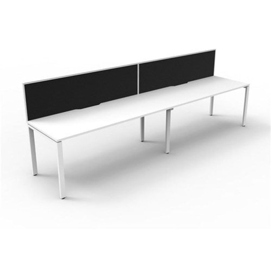 Office Furniture | RapidLine Rapidline Deluxe Infinity Desk Profile Leg One Sided + Screen 2 Person 3000Mmw White/White