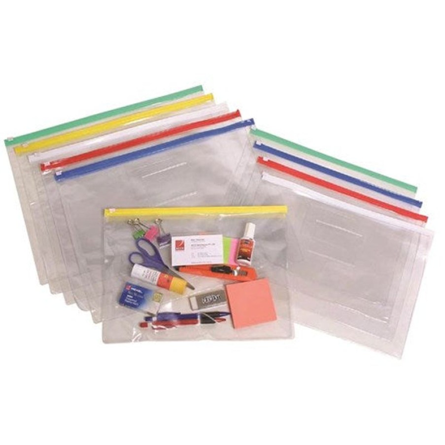 Files | Marbig Marbig Clear Case A4 335X245Mm With Coloured Zip Assorted