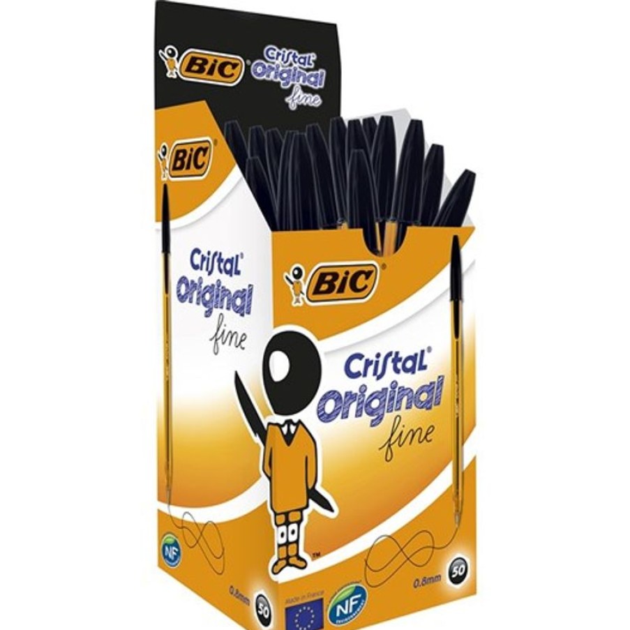 Telephones & Accessories | Bic Bic Cristal Ballpoint Pen 0.8Mm Fine Black Box Of 50