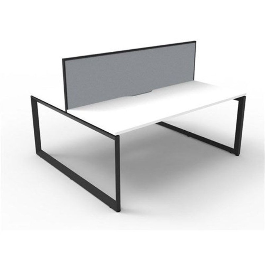 Office Furniture | RapidLine Rapidline Deluxe Infinity Desk Loop Leg Double Sided + Screen 2 Person 1200Mmw White/Black