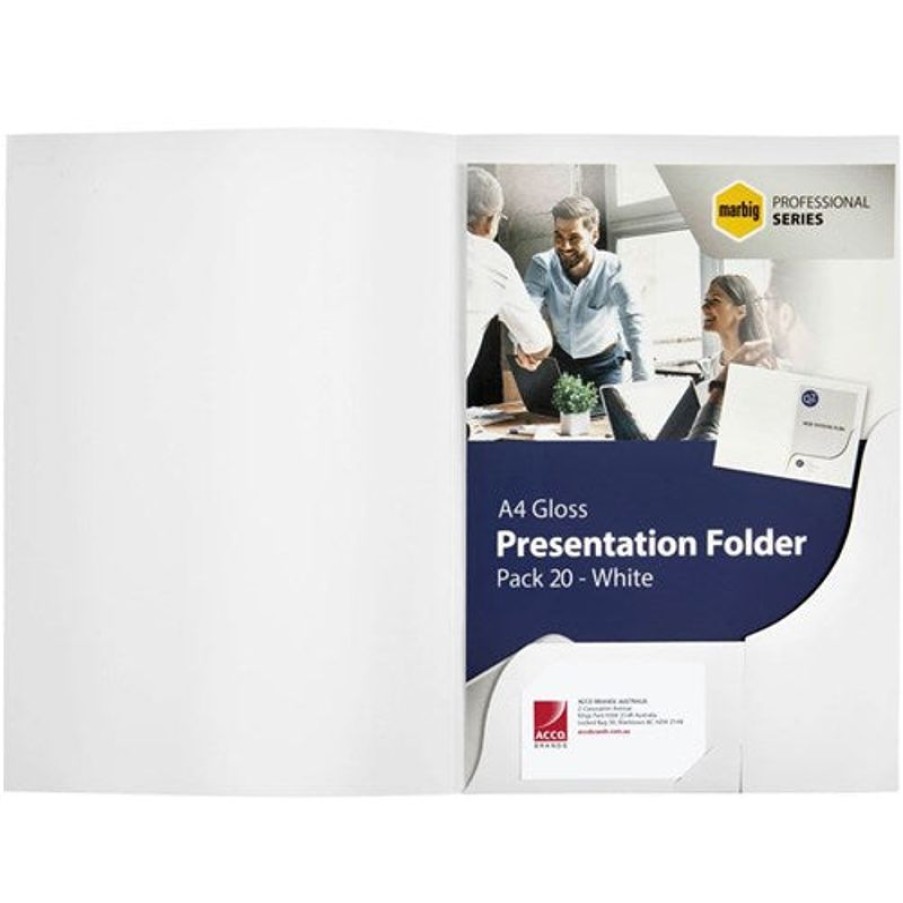 Files | Marbig Marbig Professional Series Presentation Folders A4 Gloss White Pack Of 20