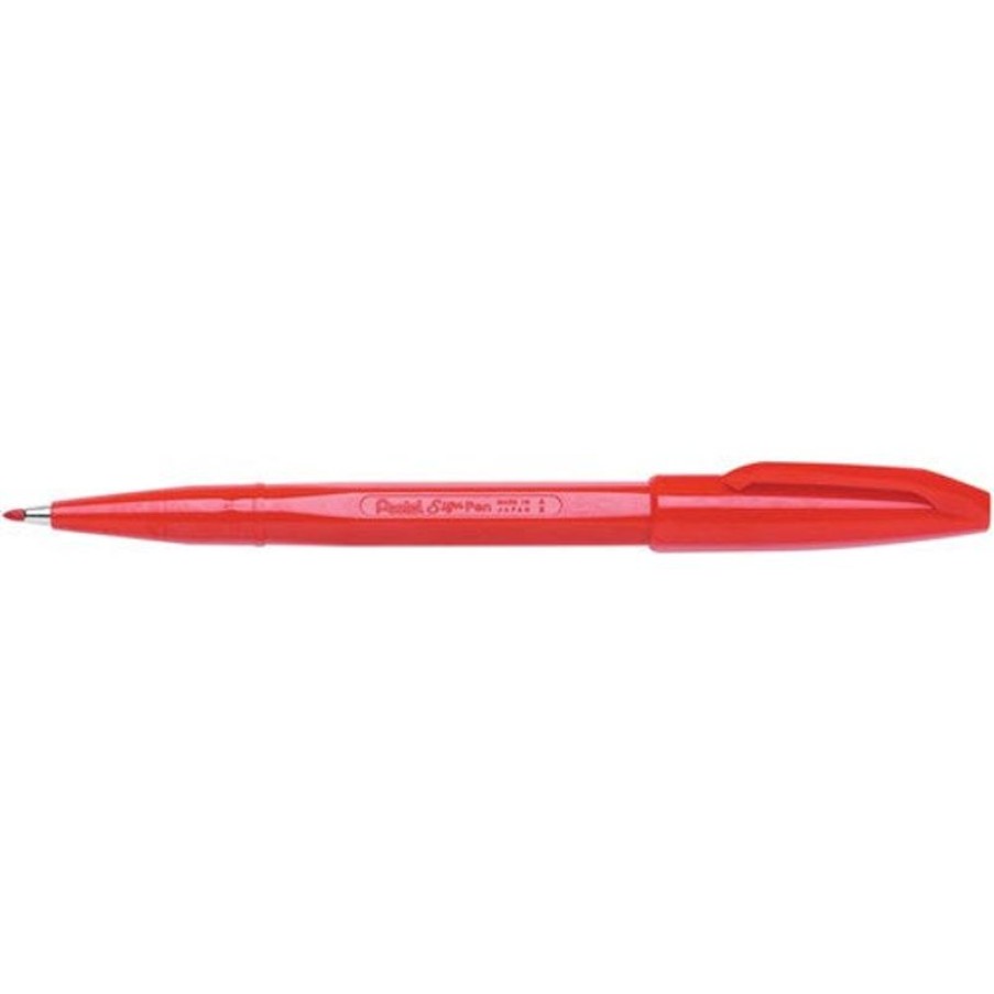 Markers & Highlighters | Pentel Pentel S520 Sign Pen Fibre Tip 0.8Mm Red