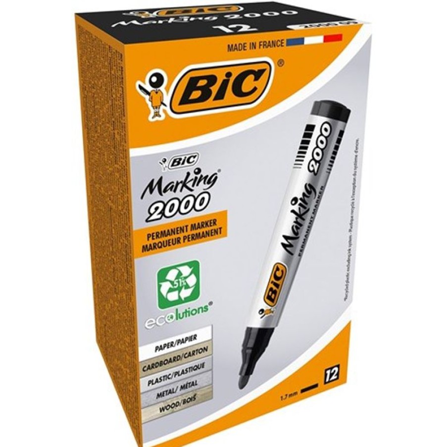 Telephones & Accessories | Bic Bic 2000 Marking Permanent Markers Bullet 1.7Mm Black Pack Of 12