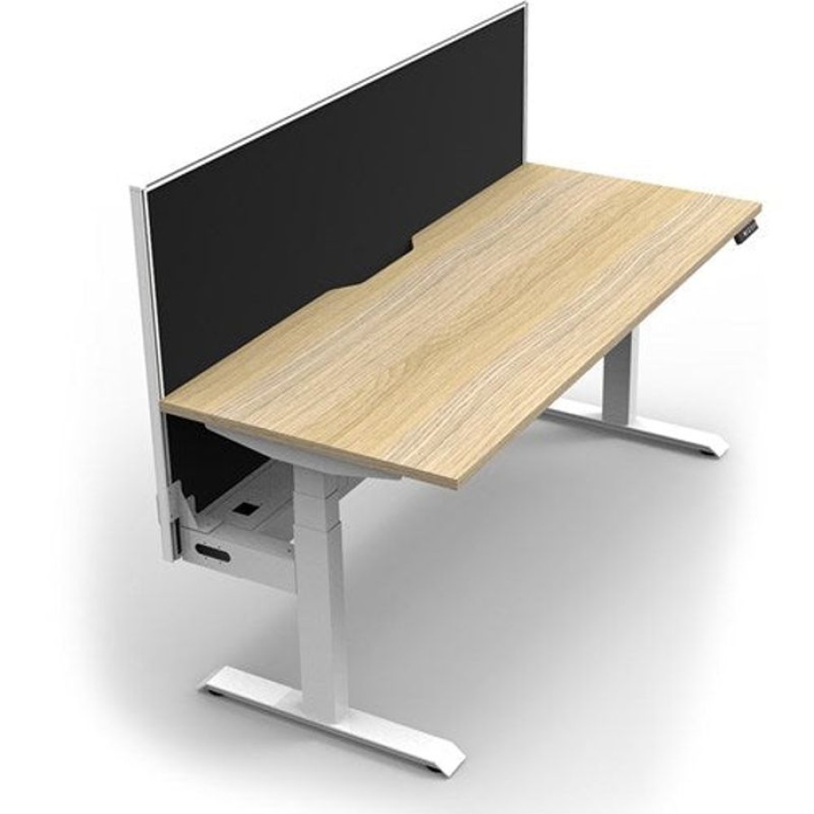 Office Furniture | RapidLine Rapidline Boost+ Single Sided Workstation + Screen + Tray 1500Wx750Dx1330Mmh Oak / White