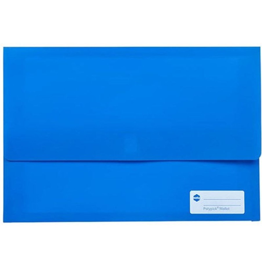 Files | Marbig Marbig Polypick Document Wallet Foolscap 25Mm Gusset Blue