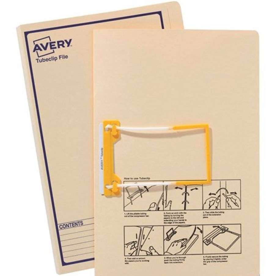 Telephones & Accessories | Avery Avery Tubeclip File Foolscap Buff With Blue Print Box20