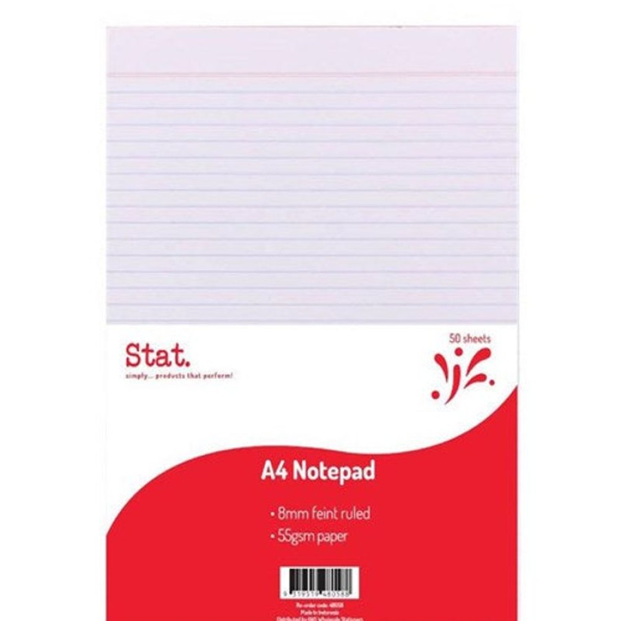 Telephones & Accessories | Stat Stat Notepad A4 8Mm Ruled 55Gsm White 50 Sheet