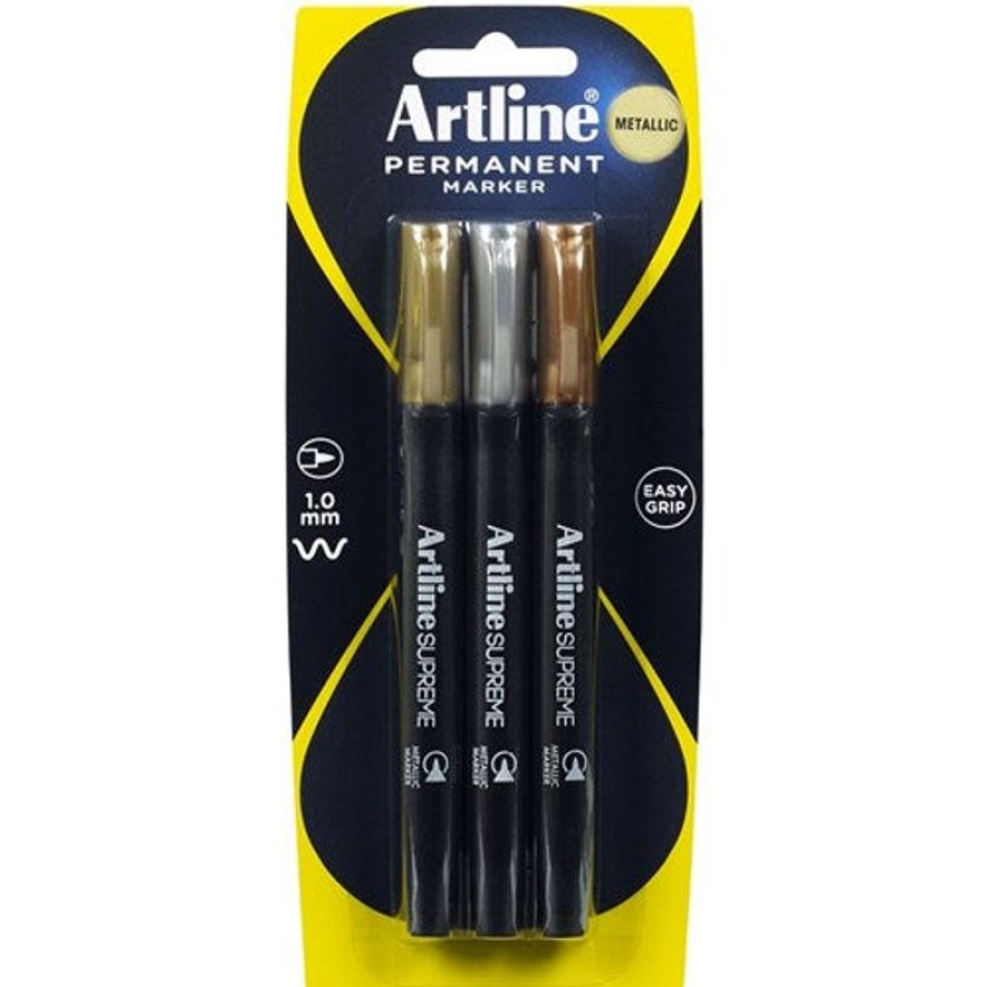 Telephones & Accessories | Artline Artline Supreme Metallic Markers Bullet 1Mm Assorted Pack Of 3