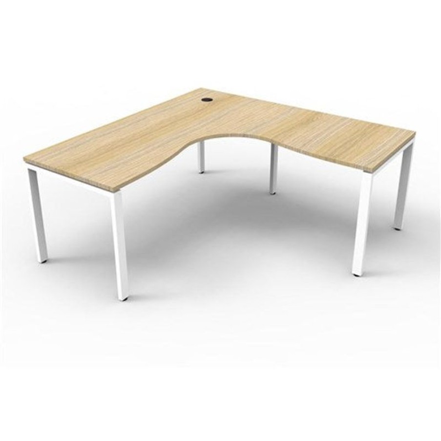 Office Furniture | RapidLine Rapidline Deluxe Infinity Corner Workstation Profile Leg 1800/1800Mmw Oak/White