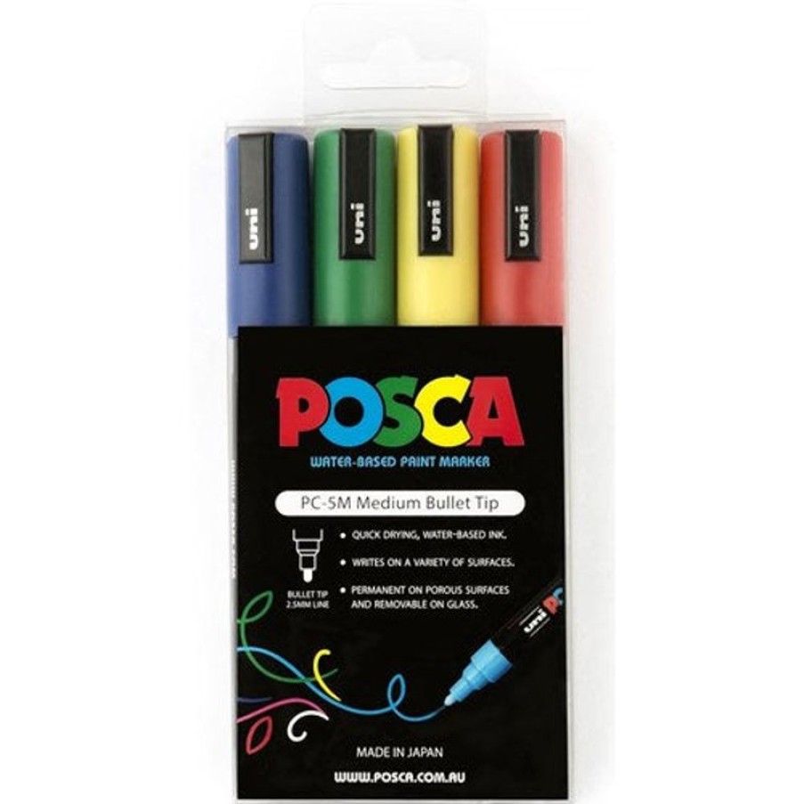 Markers & Highlighters | Uni Posca Uni Posca Paint Marker Pc-5M Medium 2.5Mm Bullet Tip Assorted Colours Pack Of 4