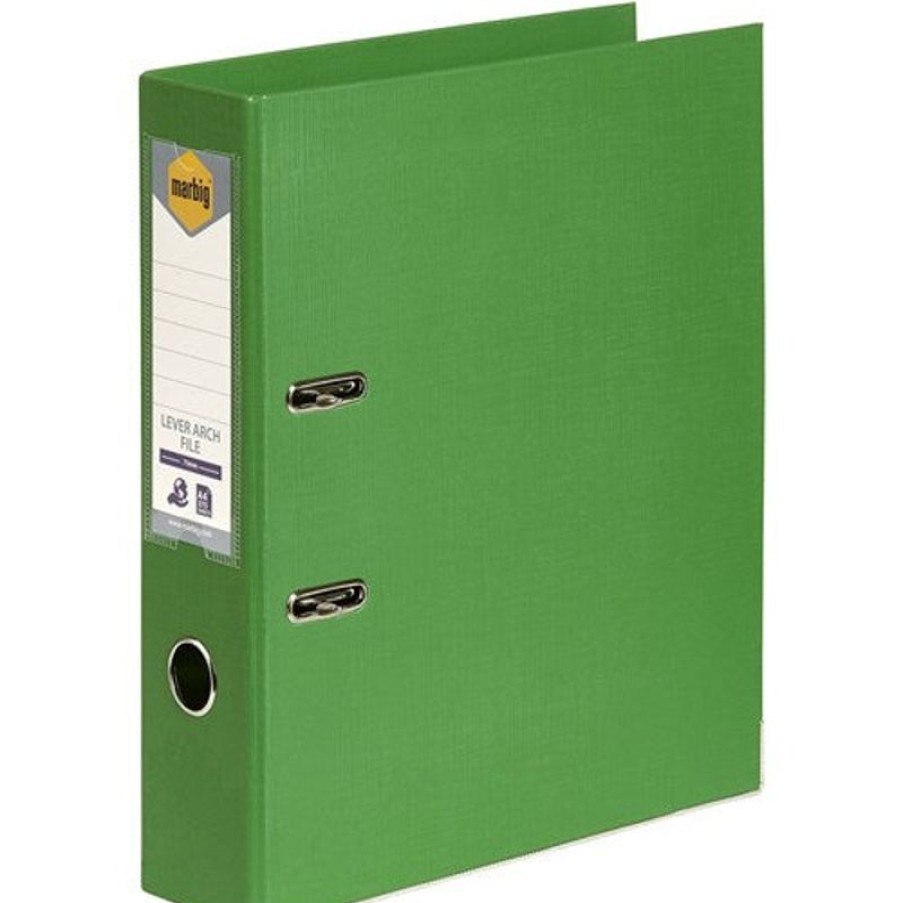 Binders & Folders | Marbig Marbig Linen Pe Lever Arch Binder A4 75Mm Green