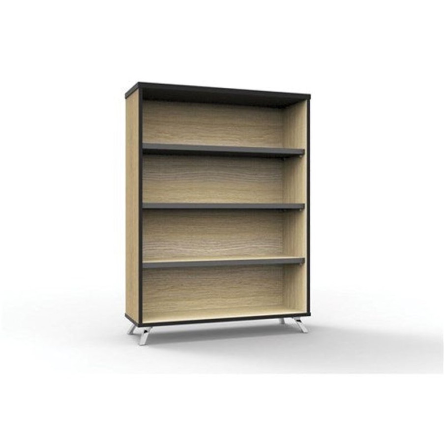 Storage | RapidLine Rapidline Infinity Bookcase 900W X 315D X 1200Mmh 3 Shelf Oak With Black Edge