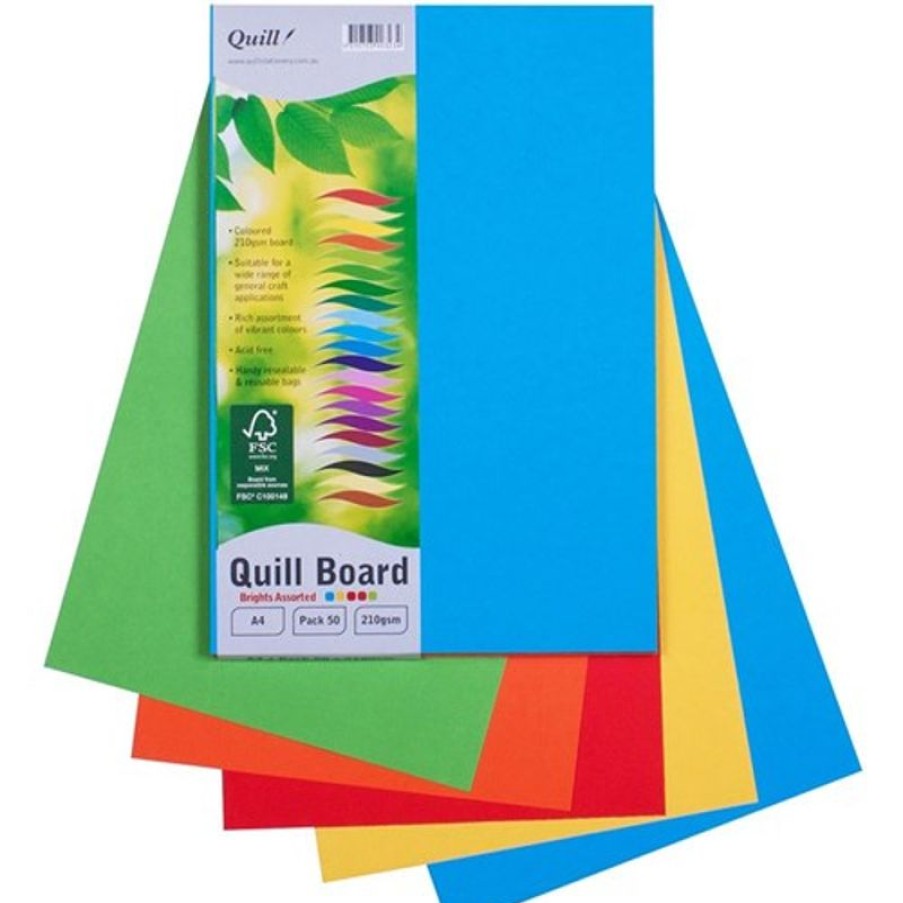 School Supplies/Art & Craft | Quill Quill Board A4 210Gsm Brights Assorted Pack Of 50