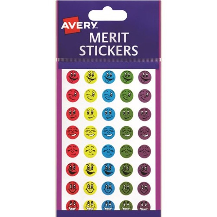 Telephones & Accessories | Avery Avery Merit Stickers Mini Smiley Faces Round 18Mm Assorted Colours Pack Of 800