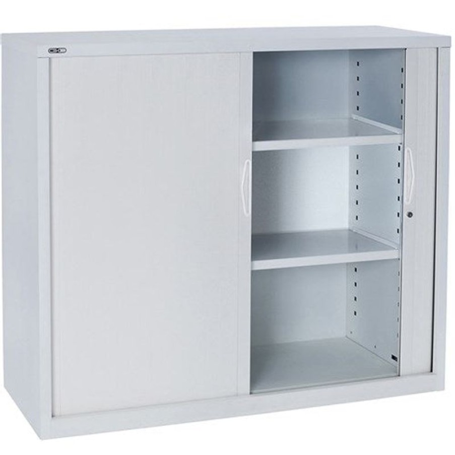 Storage | GO Rapidline Go Tambour Door Cupboard Includes 2 Shelves 900W X 473D X 1200Mmh White