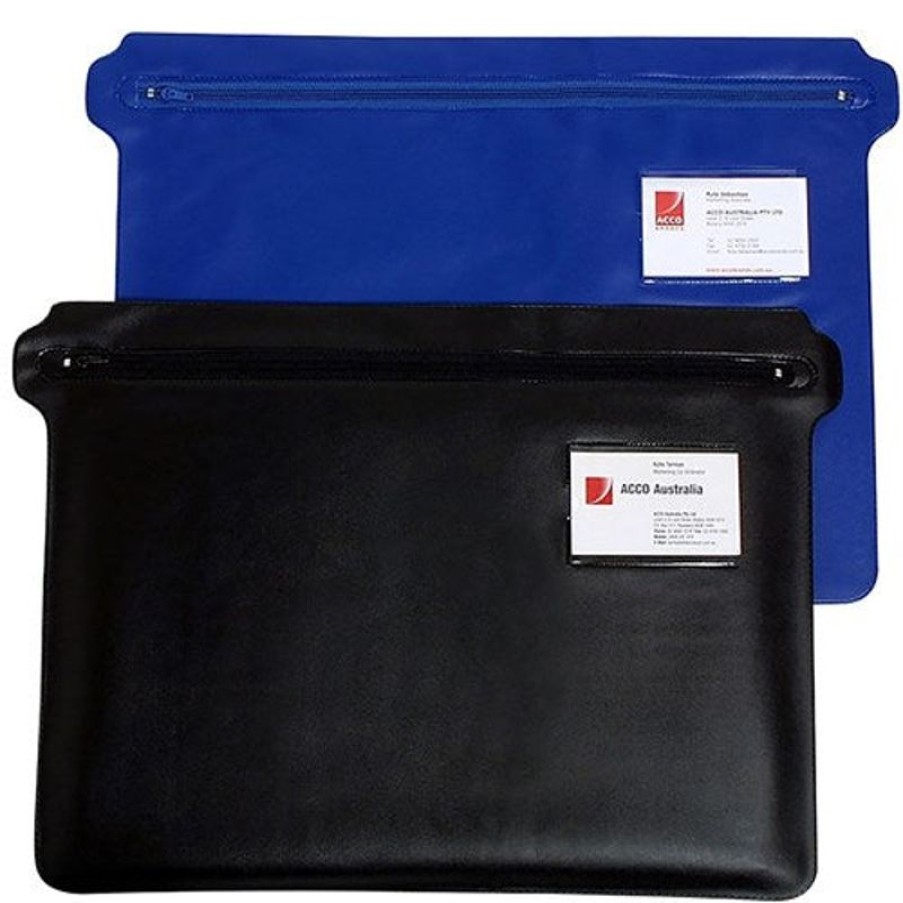 Files | Marbig Marbig Convention Case Pvc Zippered With Title Holder 415X305Mm Blue