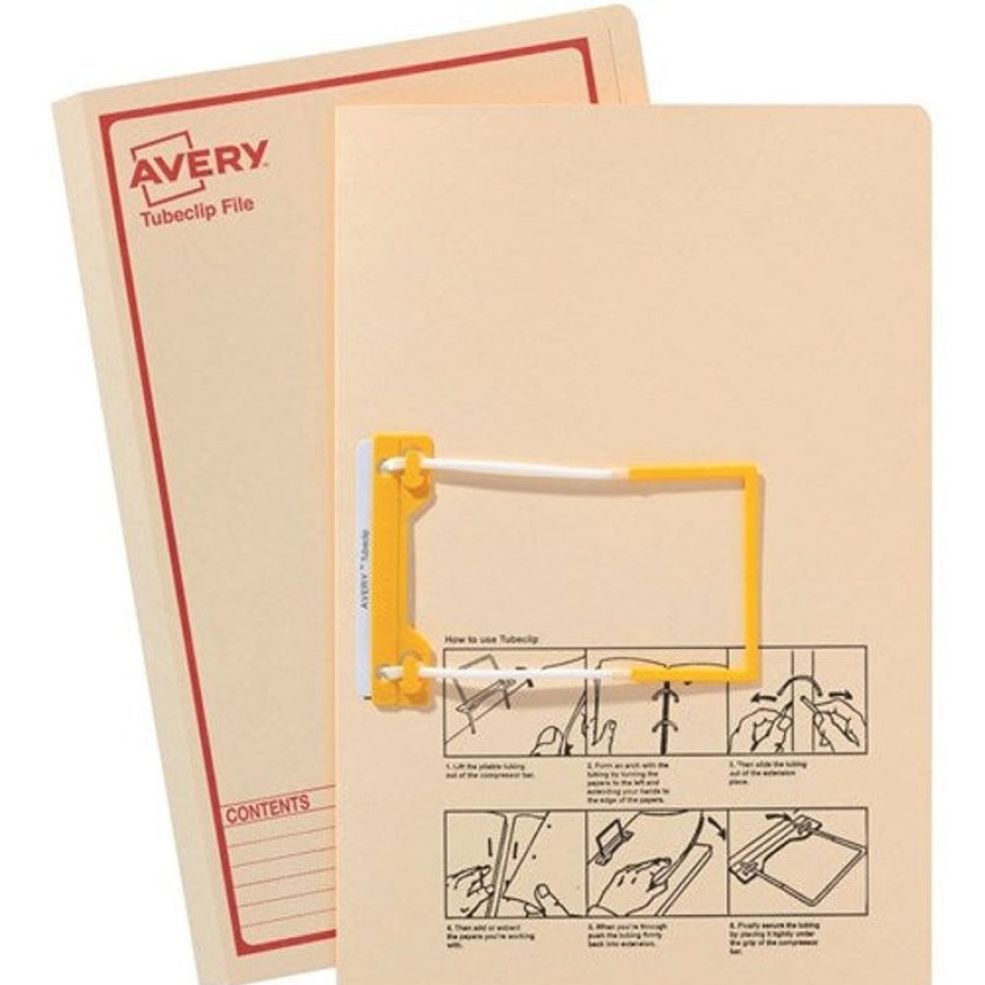 Telephones & Accessories | Avery Avery Tubeclip File Foolscap Buff With Red Print Box20