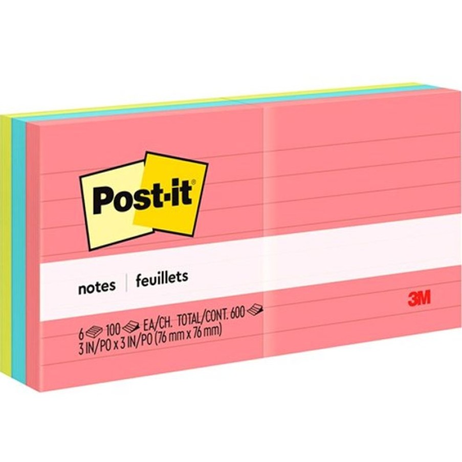 Notes & Flags | Post-It Post-It 630-6An Lined Notes 76Mmx76Mm Poptimistic Pack Of 6