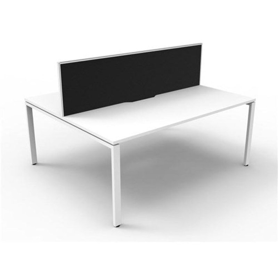 Office Furniture | RapidLine Rapidline Deluxe Infinity Desk Profile Leg Two Sided + Screen 2 Person 1500Mmw White/White