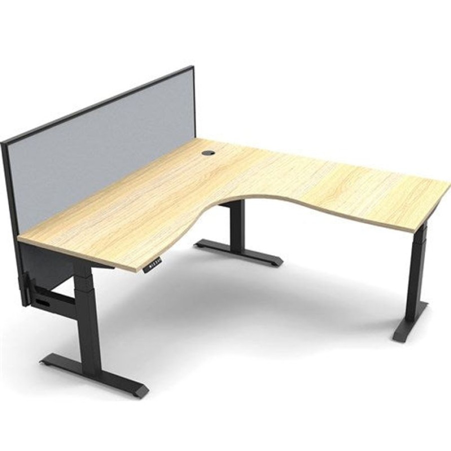 Office Furniture | RapidLine Rapidline Boost+ Corner Workstation + Screen 1800/1800Mmw Oak/Black