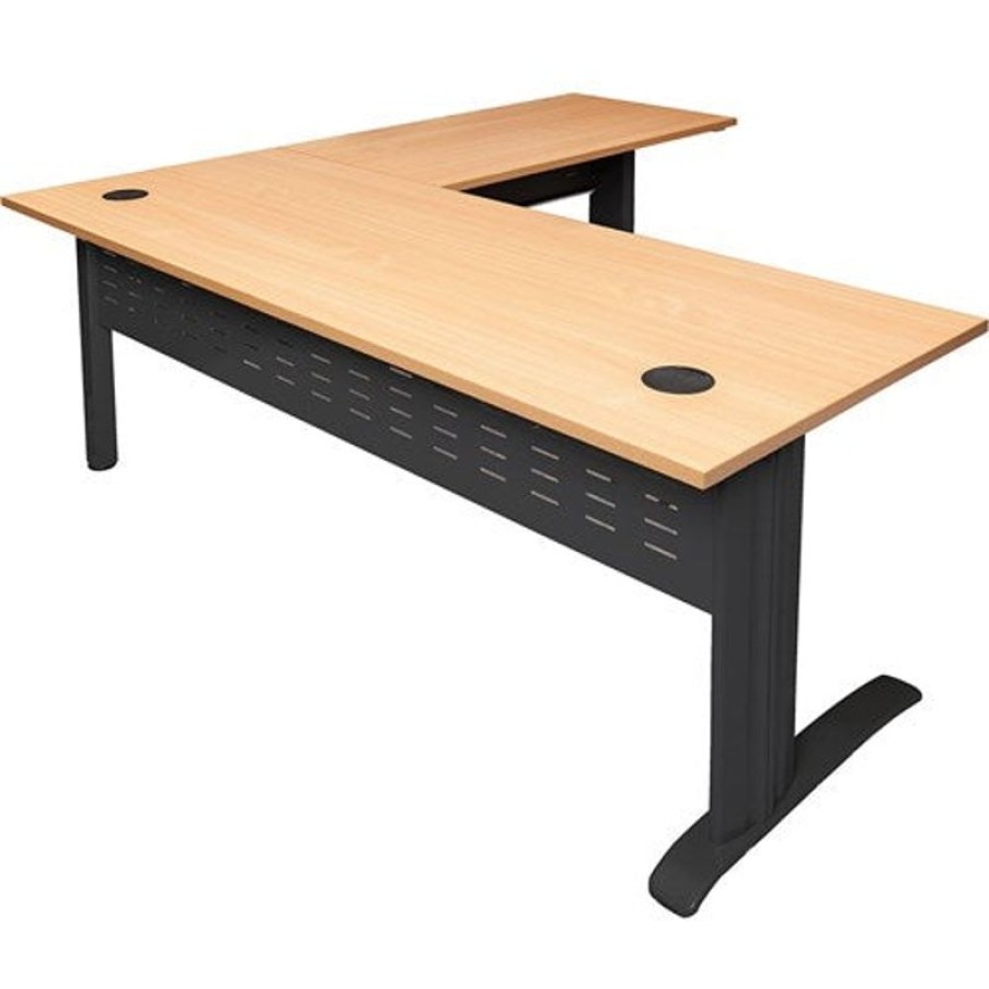 Office Furniture | RapidLine Rapidline Span Desk And Return 1800/1100W X 700/600D X 730Mmh Beech/Black