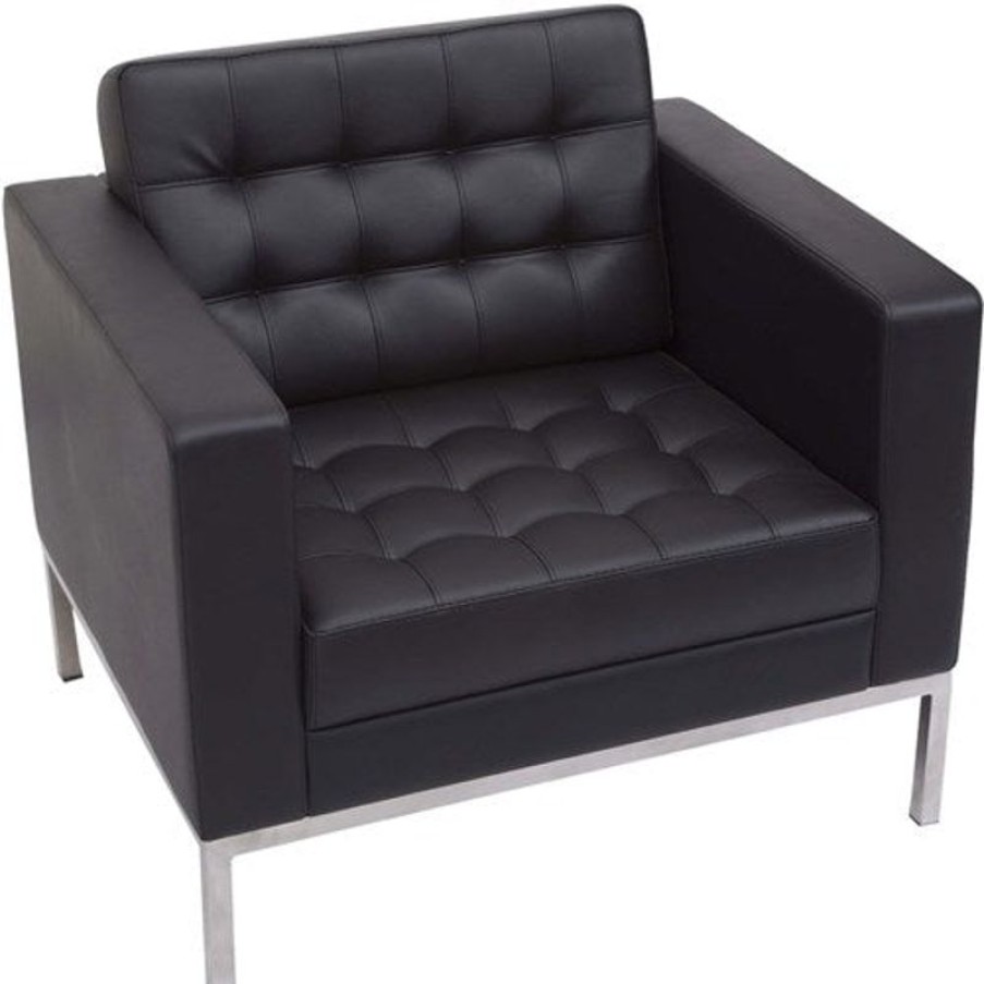 Chairs & Accessories | RapidLine Rapidline Venus Single Seat Stainless Steel Frame Button Finish Black Pu Upholstery