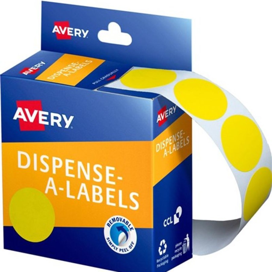 Cameras & Scanners | Avery Avery Removable Dispenser Labels 24Mm Round Yellow Pack Of 500