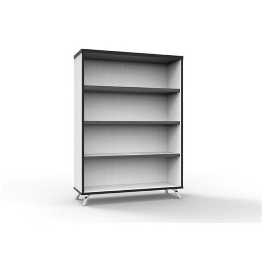 Storage | RapidLine Rapidline Infinity Bookcase 900W X 315D X 1200Mmh 3 Shelf White With Black Edge