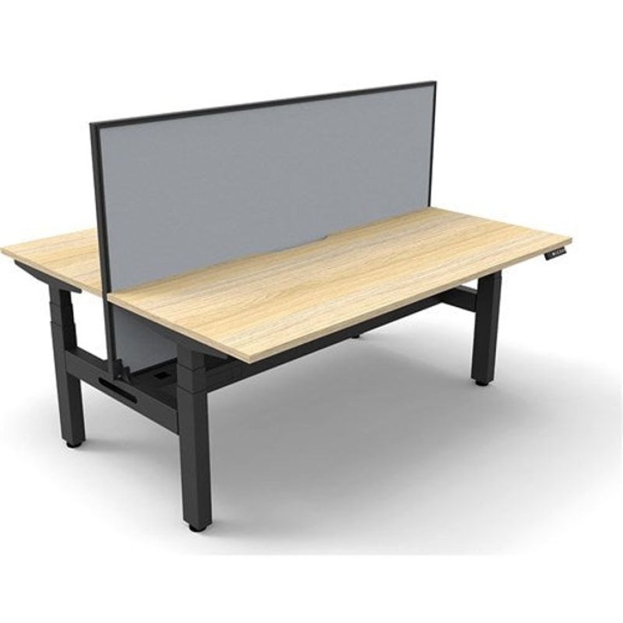 Office Furniture | RapidLine Rapidline Boost+ Back To Back Workstation+Screen+Cable Tray 2 Person 1800Mmw Oak/Black