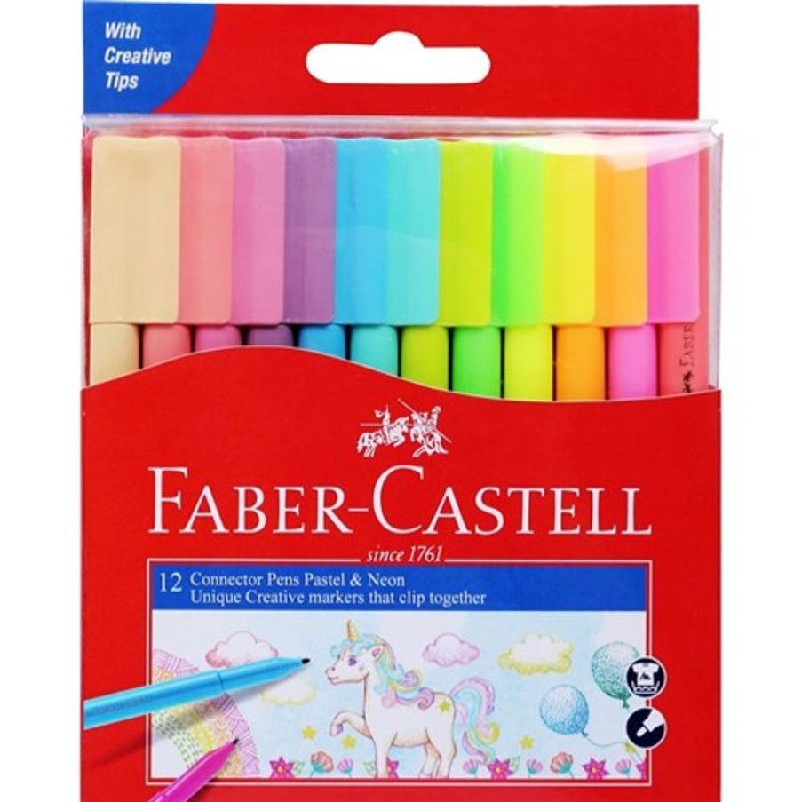 School Supplies/Art & Craft | Faber-Castell Faber-Castell Connector Pen Colour Markers Pastel And Neon Assorted Pack Of 12