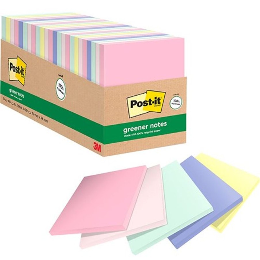 Notes & Flags | Post-It Post-It 654-24Rp-Ap Greener Recycled Notes 76Mmx76Mm Sweet Sprinkles Pack Of 24