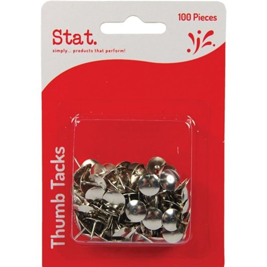 Clips & Fasteners | Stat Stat Thumb Tacks Pack Of 100 Silver