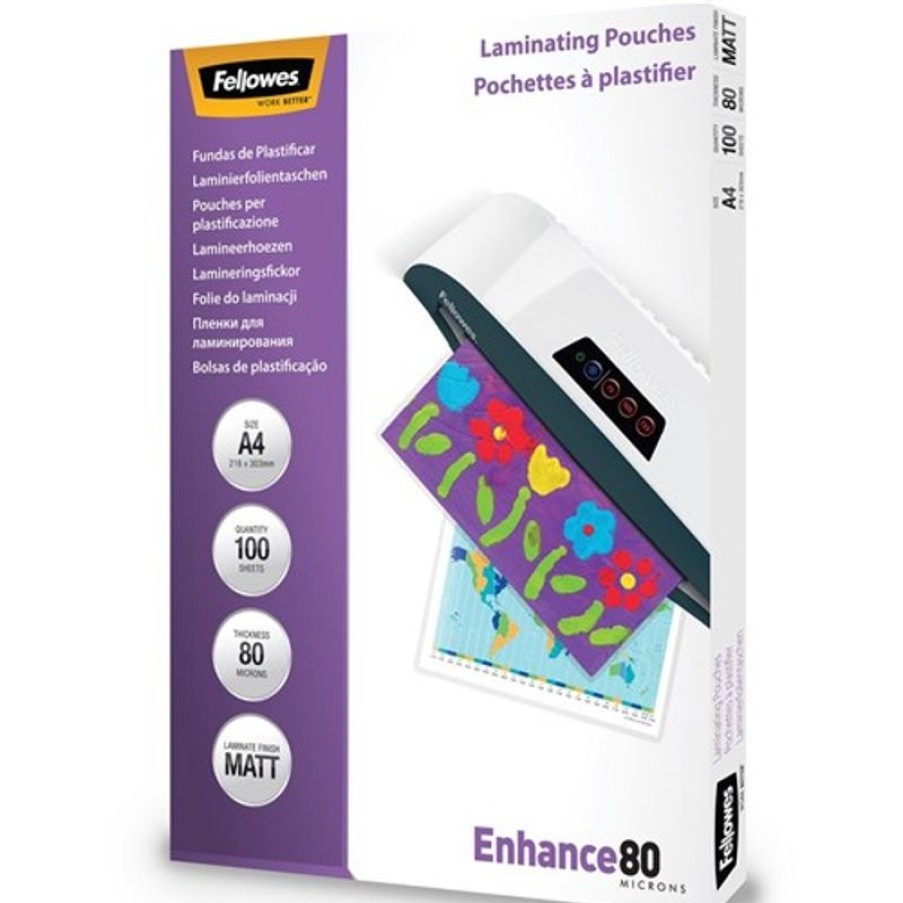 Laminating Accessories | Fellowes Fellowes Laminating Pouch A4 80 Micron Matte Pack Of 100