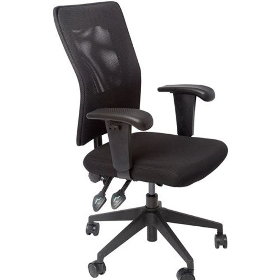 Chairs & Accessories | RapidLine Rapidline Am100 Ergonomic Chair Medium Mesh Back With Arms Fabric Seat & Back Black