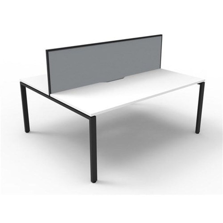 Office Furniture | RapidLine Rapidline Deluxe Infinity Desk Profile Leg Two Sided + Screen 2 Person 1500Mmw White/Black