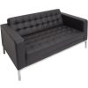 Chairs & Accessories | RapidLine Rapidline Venus Double Sofa Stainless Steel Frame Button Finish Black Pu Upholstery