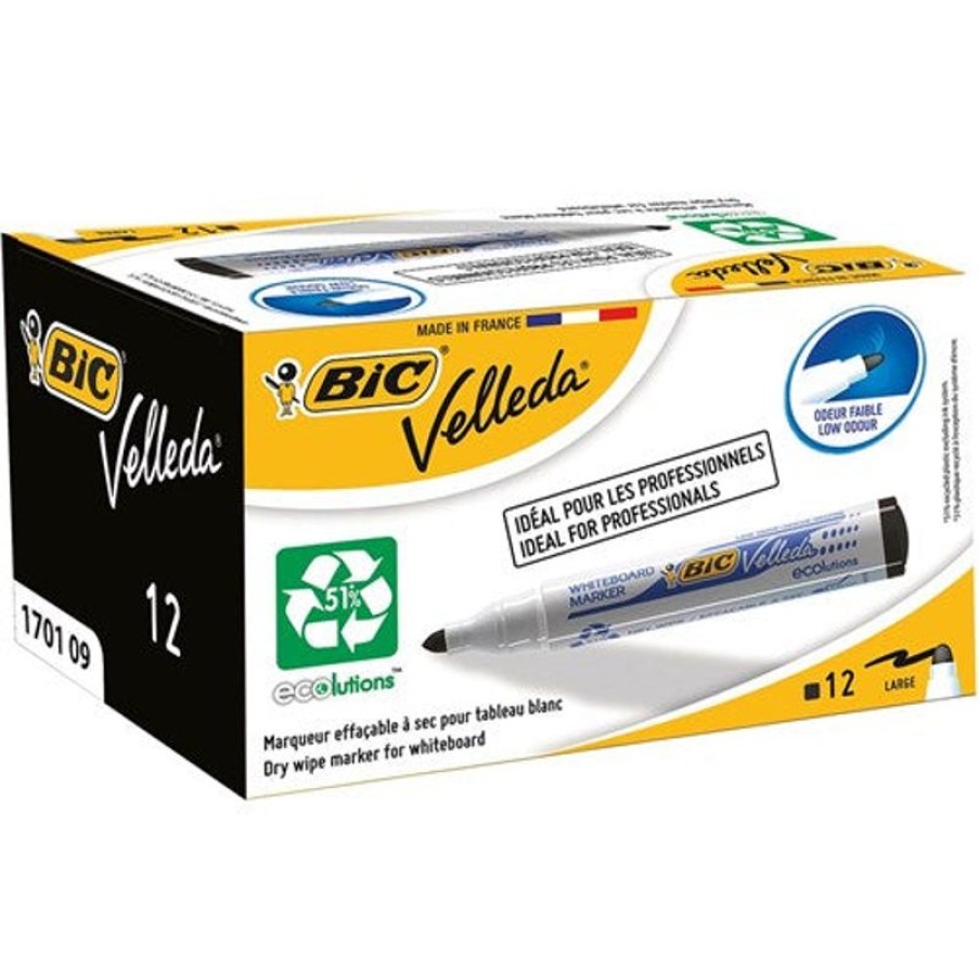 Telephones & Accessories | Bic Bic Velleda 1701 Whiteboard Markers Eco Bullet 1.5Mm Black Pack Of 12